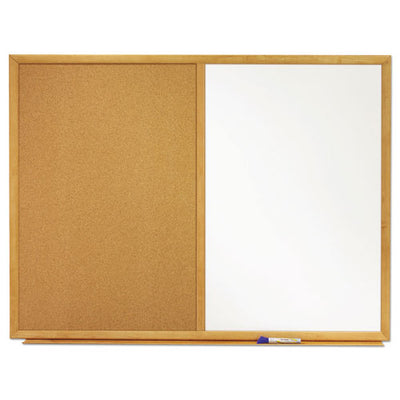 Bulletin/dry-erase Board, Melamine/cork, 48 X 36, White/brown Surface, Oak Finish Frame