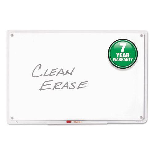 Iq Total Erase Translucent-edge Board, 36 X 23, White Surface, Clear Plastic Frame