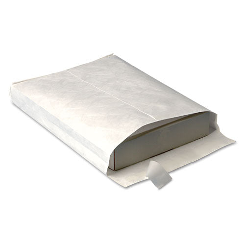Lightweight 14 Lb Tyvek Open End Expansion Mailers, #15 1/2, Cheese Blade Flap, Redi-strip Closure, 12 X 16, White, 25/box
