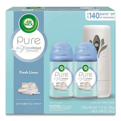Freshmatic Ultra Automatic Pure Starter Kit, 3.19 X 8.44 X 7.75, White/gray, Fresh Linen, 4/carton