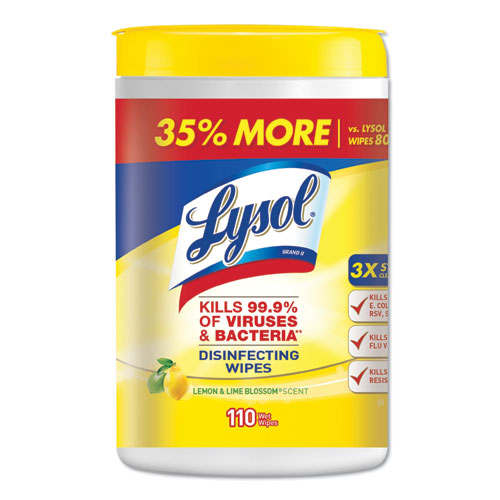 Disinfecting Wipes, 7 X 7.25, Lemon And Lime Blossom, 80 Wipes/canister, 6 Canisters/carton