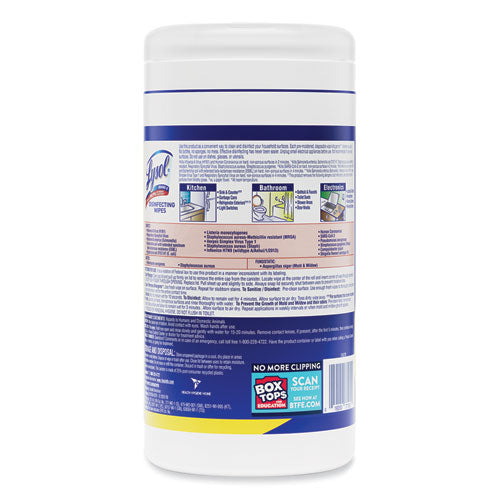 Disinfecting Wipes, 7 X 7.25, Lemon And Lime Blossom, 80 Wipes/canister
