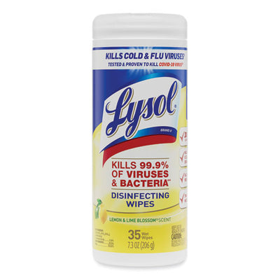 Disinfecting Wipes, 7 X 7.25, Lemon And Lime Blossom, 35 Wipes/canister, 12 Canisters/carton