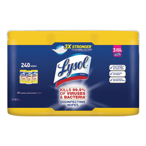 Disinfecting Wipes, 7 X 7.25, Lemon And Lime Blossom, 35 Wipes/canister, 12 Canisters/carton