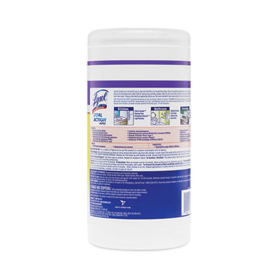 Dual Action Disinfecting Wipes, 7 X 7.5, Citrus, White/purple, 75/canister