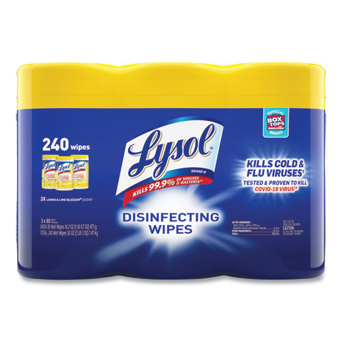 Disinfecting Wipes, 7 X 7.25, Lemon And Lime Blossom, 80 Wipes/canister, 3 Canisters/pack, 2 Packs/carton