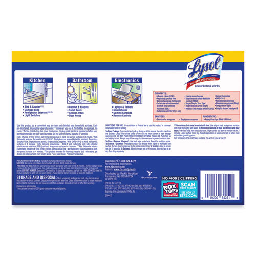 Disinfecting Wipes, 7 X 7.25, Lemon And Lime Blossom, 80 Wipes/canister, 3 Canisters/pack, 2 Packs/carton