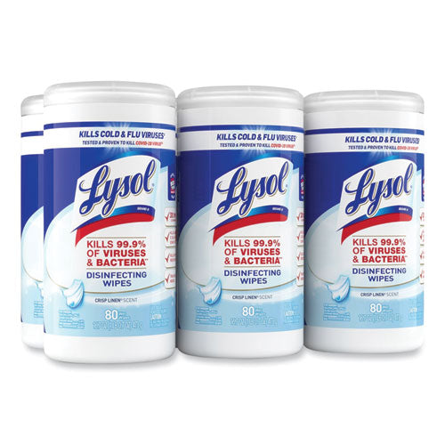 Disinfecting Wipes, 7 X 7.25, Crisp Linen, 80 Wipes/canister, 6 Canisters/carton