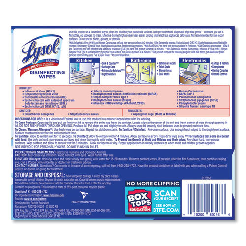 Disinfecting Wipes, 7 X 7.25, Crisp Linen, 80 Wipes/canister, 6 Canisters/carton