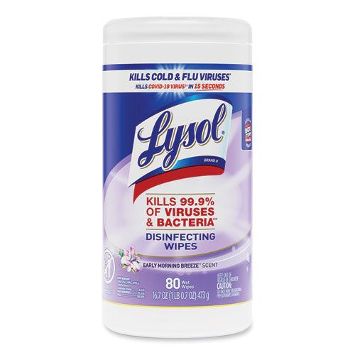Disinfecting Wipes, 7 X 7.25, Early Morning Breeze, 80 Wipes/canister, 6 Canisters/carton