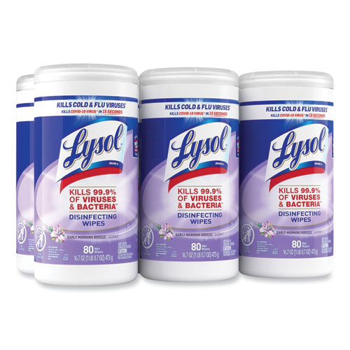 Disinfecting Wipes, 7 X 7.25, Early Morning Breeze, 80 Wipes/canister, 6 Canisters/carton