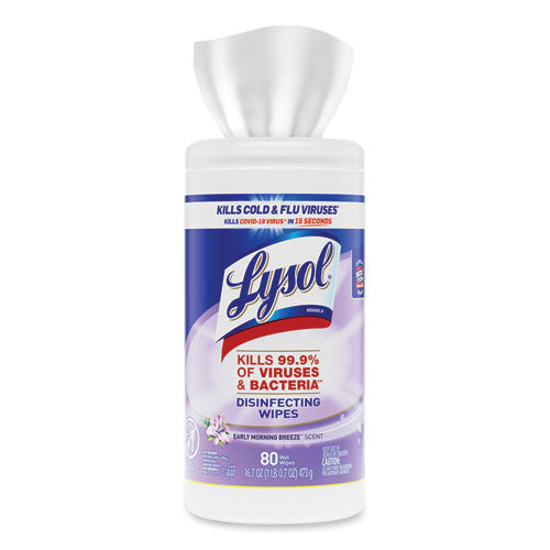 Disinfecting Wipes, 7 X 7.25, Early Morning Breeze, 80 Wipes/canister, 6 Canisters/carton