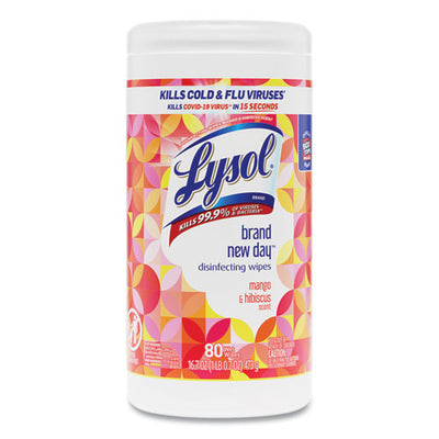 Disinfecting Wipes, 7 X 7.25, Mango And Hibiscus, 80 Wipes/canister, 6 Canisters/carton