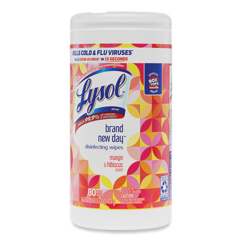 Disinfecting Wipes, 7 X 7.25, Mango And Hibiscus, 80 Wipes/canister, 6 Canisters/carton