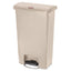Slim Jim Resin Step-on Container, Front Step Style, 13 Gal, Polyethylene, Beige
