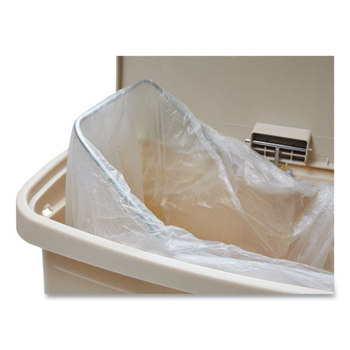 Slim Jim Resin Step-on Container, Front Step Style, 13 Gal, Polyethylene, Beige