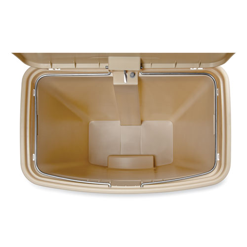 Slim Jim Resin Step-on Container, Front Step Style, 13 Gal, Polyethylene, Beige