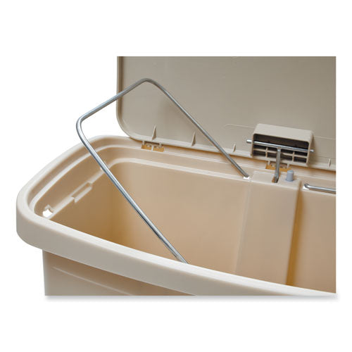 Slim Jim Resin Step-on Container, Front Step Style, 13 Gal, Polyethylene, Beige