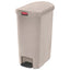 Slim Jim Resin Step-on Container, End Step Style, 13 Gal, Polyethylene, Beige