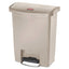 Slim Jim Resin Step-on Container, Front Step Style, 24 Gal, Polyethylene, Beige