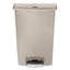 Slim Jim Resin Step-on Container, Front Step Style, 24 Gal, Polyethylene, Beige