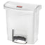 Slim Jim Resin Step-on Container, Front Step Style, 4 Gal, Polyethylene, White