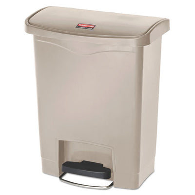 Slim Jim Resin Step-on Container, Front Step Style, 8 Gal, Polyethylene, Red