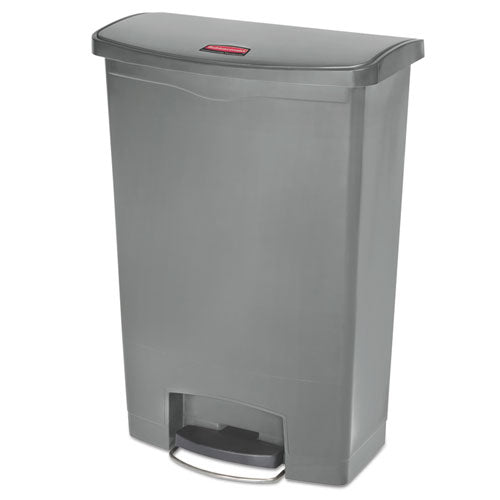 Slim Jim Resin Step-on Container, Front Step Style, 24 Gal, Polyethylene, Gray