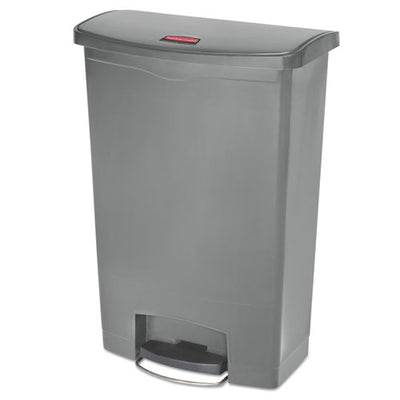 Slim Jim Resin Step-on Container, Front Step Style, 24 Gal, Polyethylene, Gray