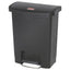 Slim Jim Resin Step-on Container, Front Step Style, 8 Gal, Polyethylene, Black