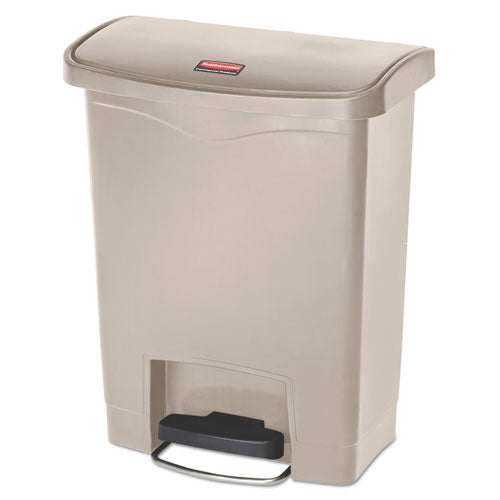 Slim Jim Resin Step-on Container, Front Step Style, 8 Gal, Polyethylene, Black