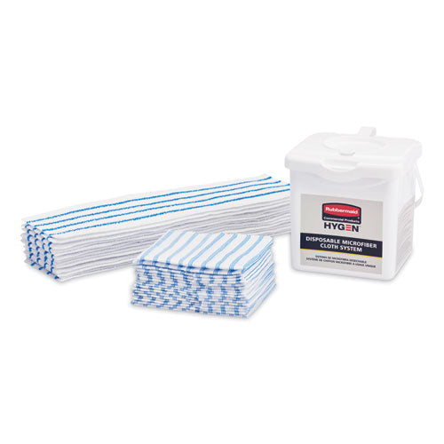 Disposable Microfiber Cleaning Cloths, 12 X 12, Blue/white Stripes, 600/pack