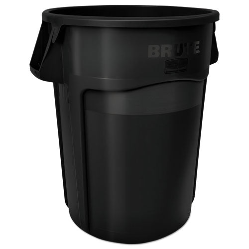 Vented Round Brute Container, 10 Gal, Plastic, Gray