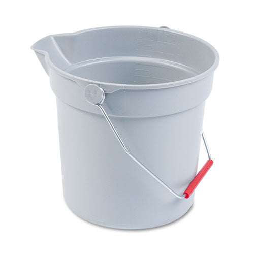 14 Quart Round Utility Bucket, Plastic, Gray, 12" Dia