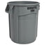 Vented Round Brute Container, 20 Gal, Plastic, Gray