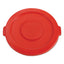 Round Flat Top Lid, For 32 Gal Round Brute Containers, 22.25" Diameter, Red