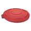 Round Flat Top Lid, For 32 Gal Round Brute Containers, 22.25" Diameter, Red