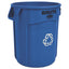 Brute Recycling Container, 44 Gal, Polyethylene, Blue