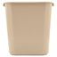 Deskside Plastic Wastebasket, 7 Gal, Plastic, Beige