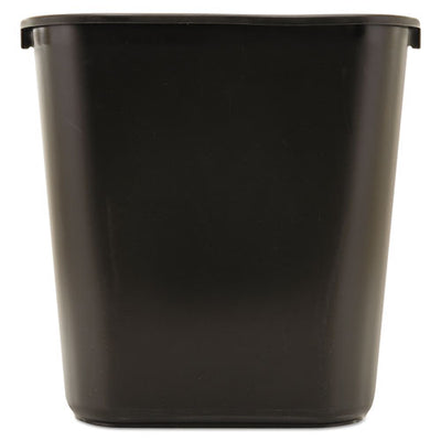 Deskside Plastic Wastebasket, 7 Gal, Plastic, Black