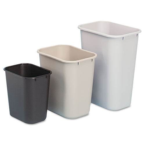 Deskside Plastic Wastebasket, 7 Gal, Plastic, Gray