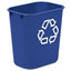 Deskside Recycling Container, Medium, 28.13 Qt, Plastic, Blue