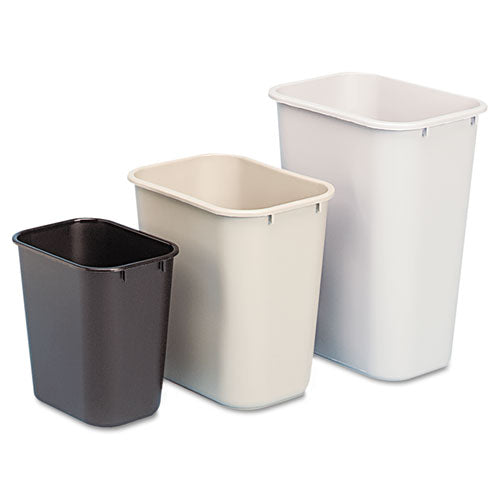 Deskside Plastic Wastebasket, 10.25 Gal, Plastic, Beige