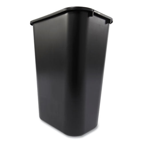 Deskside Plastic Wastebasket, 10.25 Gal, Plastic, Black