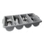 Cutlery Bin, 4 Compartments, Plastic, 11.5 X 21.25 X 3.75, Plastic, Gray