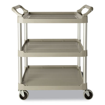 Three-shelf Service Cart, Plastic, 3 Shelves, 200 Lb Capacity, 18.63" X 33.63" X 37.75", Platinum