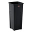 Untouchable Square Waste Receptacle, 23 Gal, Plastic, Black