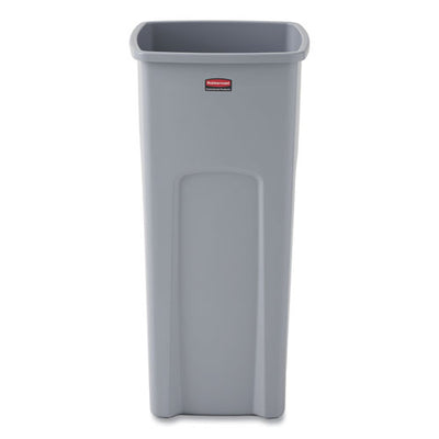Untouchable Square Waste Receptacle, 23 Gal, Plastic, Gray