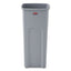 Untouchable Square Waste Receptacle, 23 Gal, Plastic, Gray