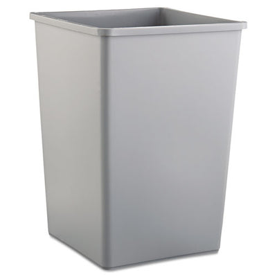 Untouchable Square Waste Receptacle, 35 Gal, Plastic, Gray